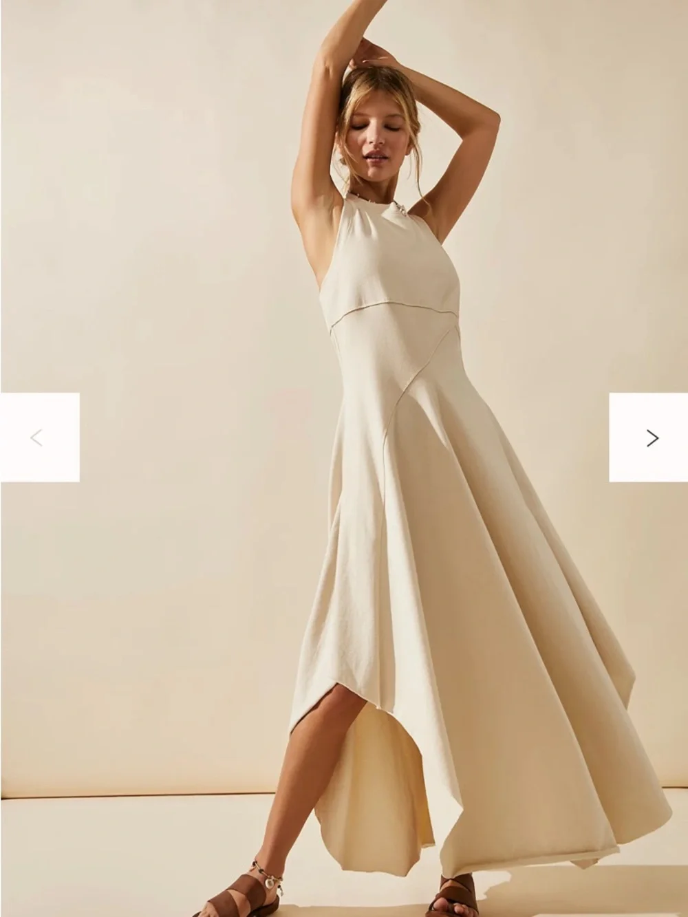 Free People Cream Halter Midi Dress